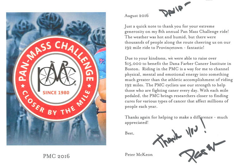 Peter McKeon of LATICRETE Participates in the 2016 Pan Mass Challenge