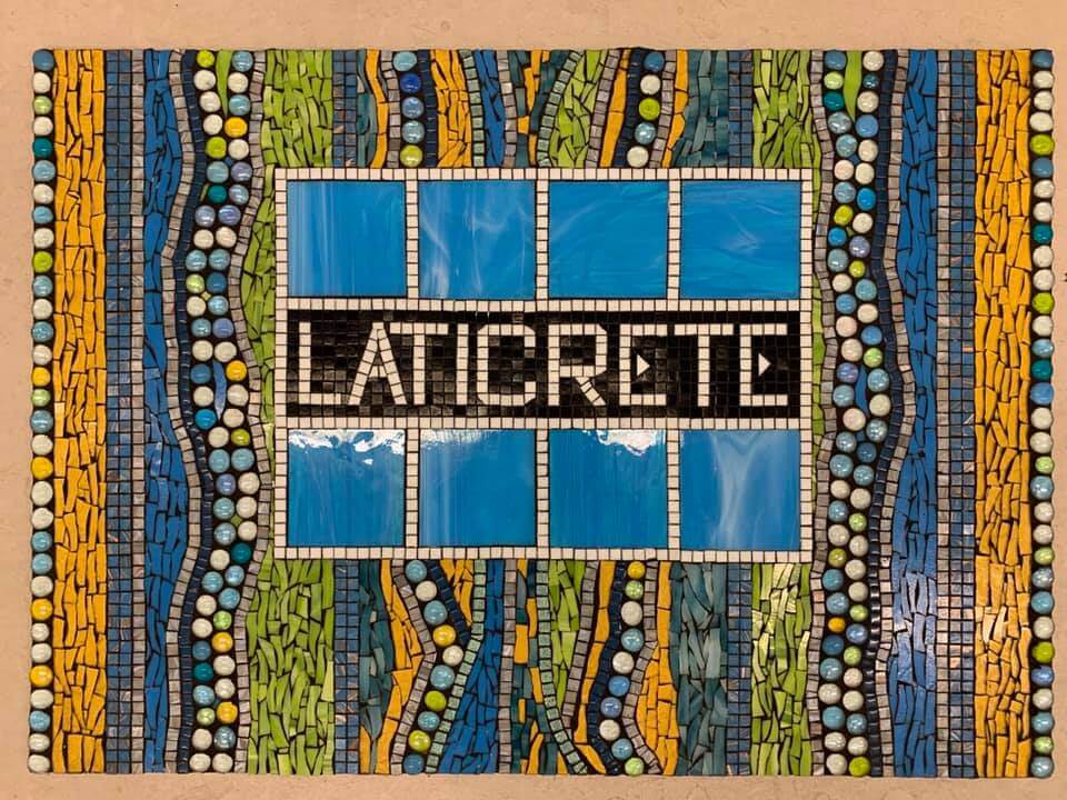 LATICRETE mosaic logo created by Angie Halford Ré, Owner of Unique Mosaics 