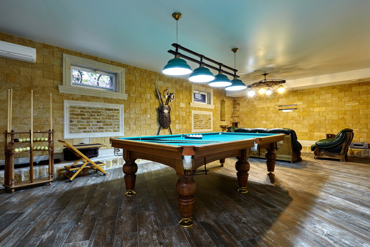 Tile installation on basement floor