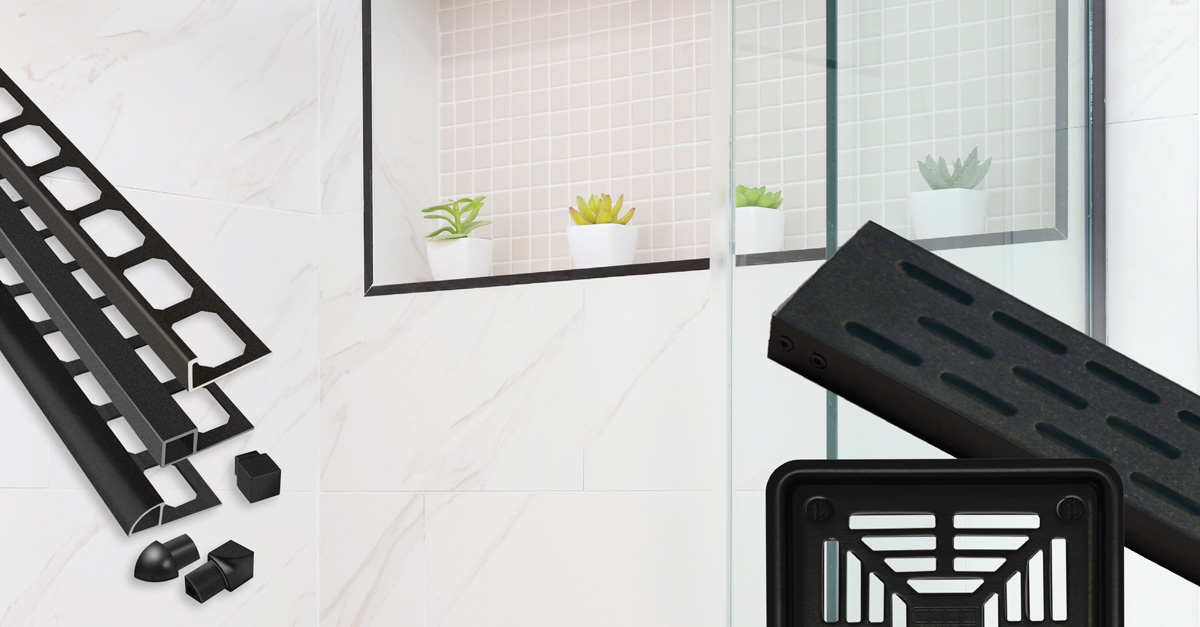 Black Shower Drains and Profiles and Trims 